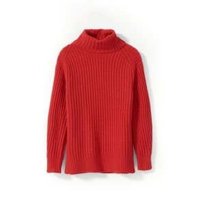 The Italian Soft Wool Rib Turtleneck Red, SZ S